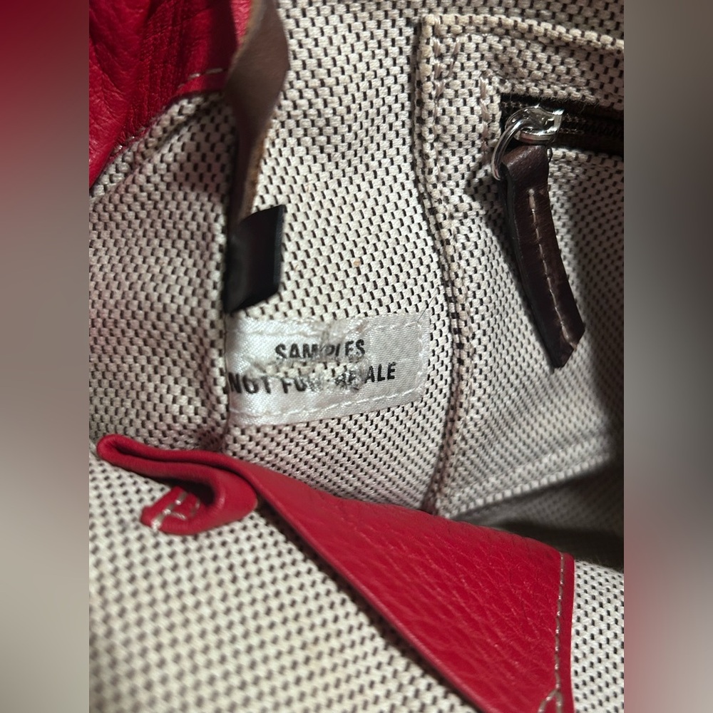 RARE Dooney & Bourke Red Top Handle Leather Satchel Manufacturer Sample Bag - Picture 13 of 13